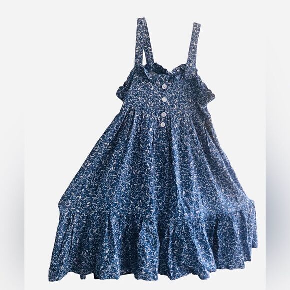 NWT CHILDREN’S COPPER KEY BLUE & WHITE FLOWER SUMMER STRAP MAXI DRESS SIZE: S - Picture 1 of 8